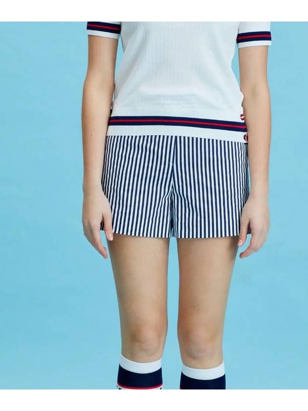 Striped Cotton Shorts OF5713LANAVY - ONOFF - BALAAN 3