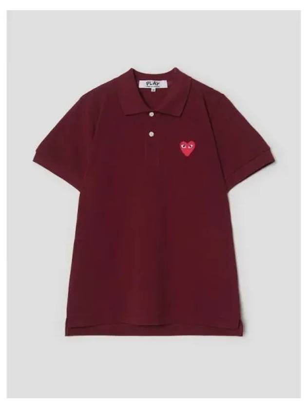 Women s Red Heart Waffen Polo T shirt Blouse Southern Burgundy Domestic Product GM0023022211042 - COMME DES GARCONS PLAY - BALAAN 1