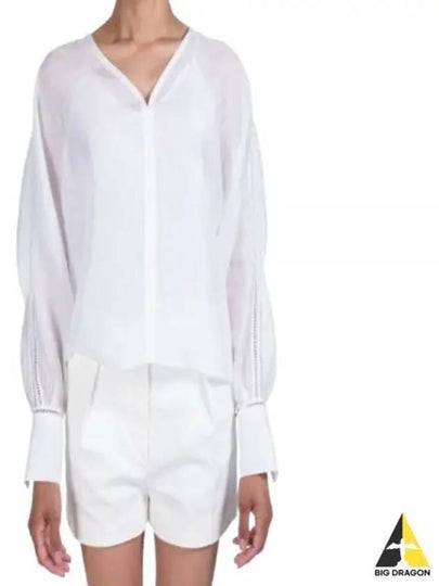 Leccio Ramie Gauze Lace Blouse White - MAX MARA - BALAAN 2