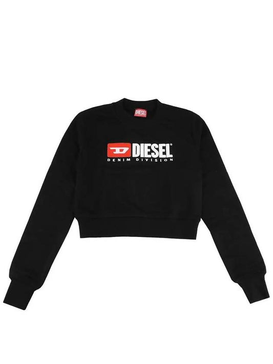 Logo Print Cotton Cropped Sweatshirt Black - DIESEL - BALAAN 2