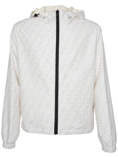 Men's Logo Pattern Reversible Windbreaker White - FENDI - BALAAN 1