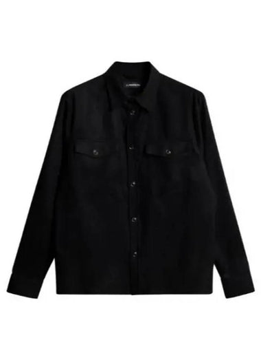 Men's Flat Over Wool Long Sleeve Shirt Black - J.LINDEBERG - BALAAN 1