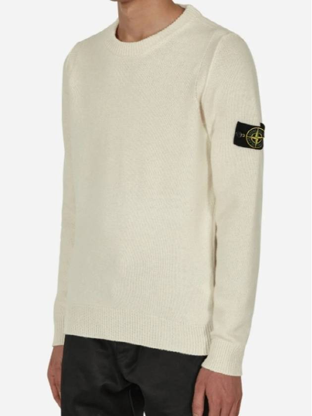 Wappen Patch Crew Neck Wool Knit Top White - STONE ISLAND - BALAAN 3