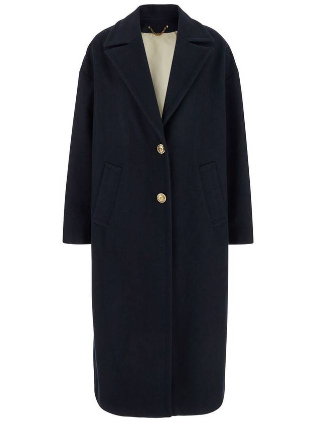 Women's Cocoon Gold Button Patch Single Coat Navy - GOLDEN GOOSE - BALAAN 2