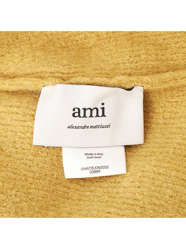 Paris Logo Patch Knit Beanie Yellow - AMI - BALAAN 6