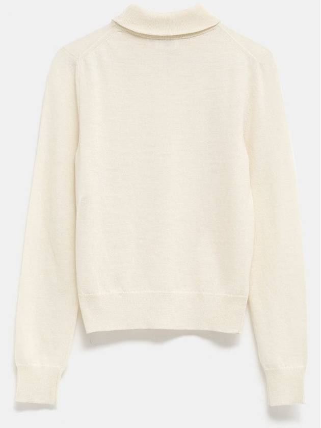 Triomphe Embroidered Fine Wool Turtleneck Off White - CELINE - BALAAN 3