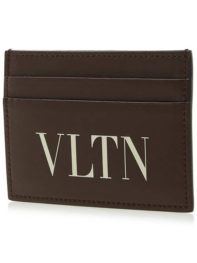 VLTN Logo Card Wallet Brown - VALENTINO - BALAAN 3