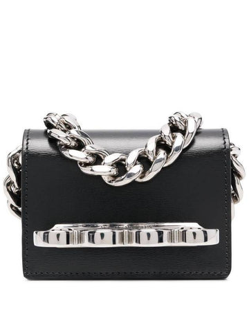 4-Ring Chain Mini Cross Bag Black - ALEXANDER MCQUEEN - BALAAN 1