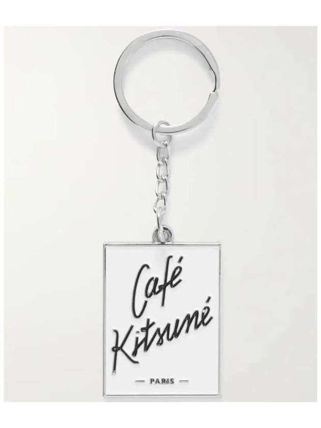 Cafe Kitsune Cafe Kitsune Logo Square Pendant Silver Tone Keyring - MAISON KITSUNE - BALAAN 1