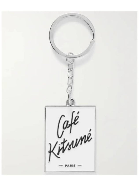 Cafe Kitsune Cafe Kitsune Logo Square Pendant Silver Tone Keyring - MAISON KITSUNE - BALAAN 1