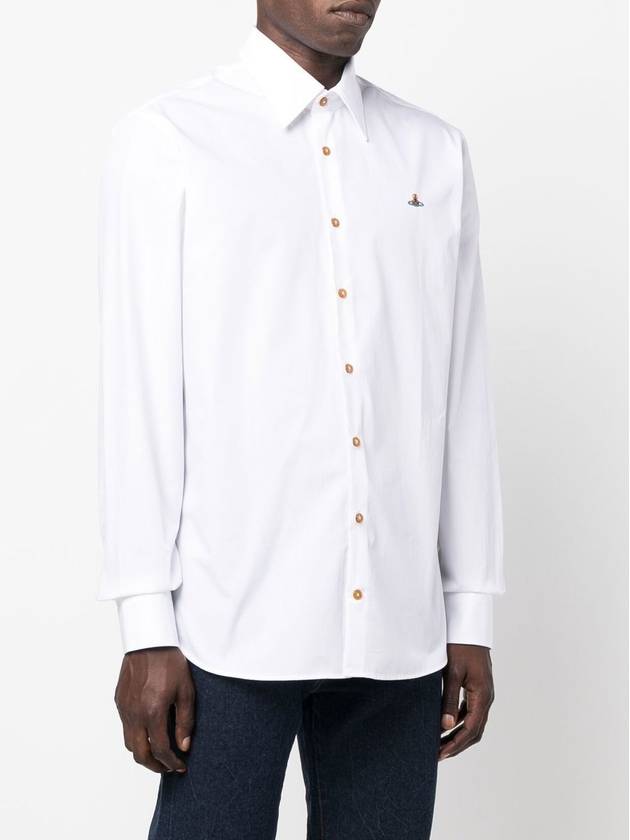 Men's Embroidered ORB Long Sleeve Shirt White - VIVIENNE WESTWOOD - BALAAN 4