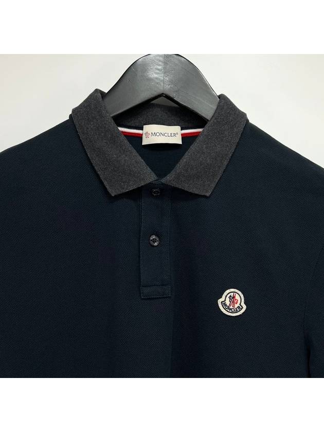 Logo long sleeve collar tie navy size S - MONCLER - BALAAN 4