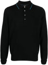 Embroidered Logo Merino Wool PK Shirt Black - PAUL SMITH - BALAAN 1