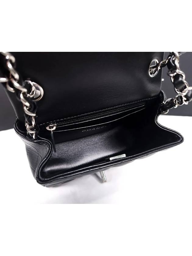 Mini Flap Bag Lambskin Silver Black - CHANEL - BALAAN 6