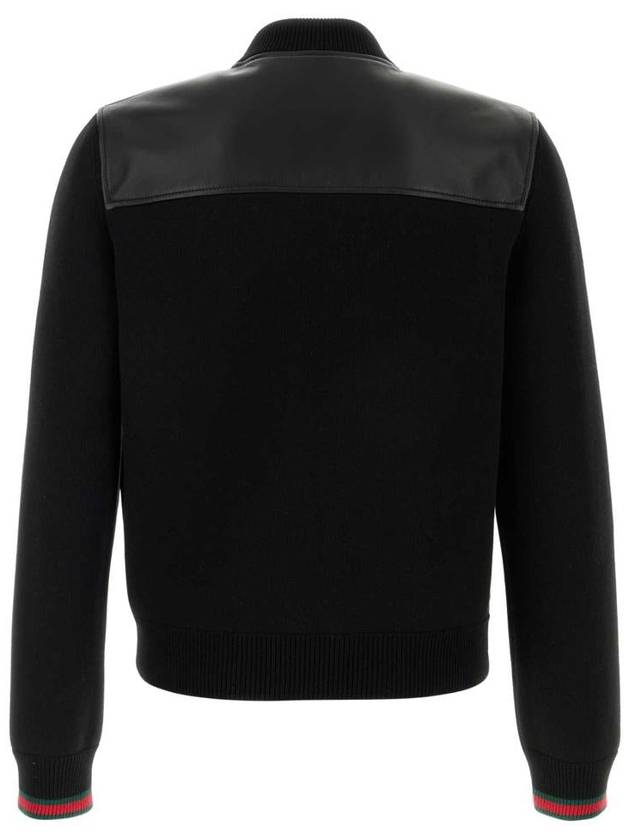 Knit leather jacket black - GUCCI - BALAAN 3