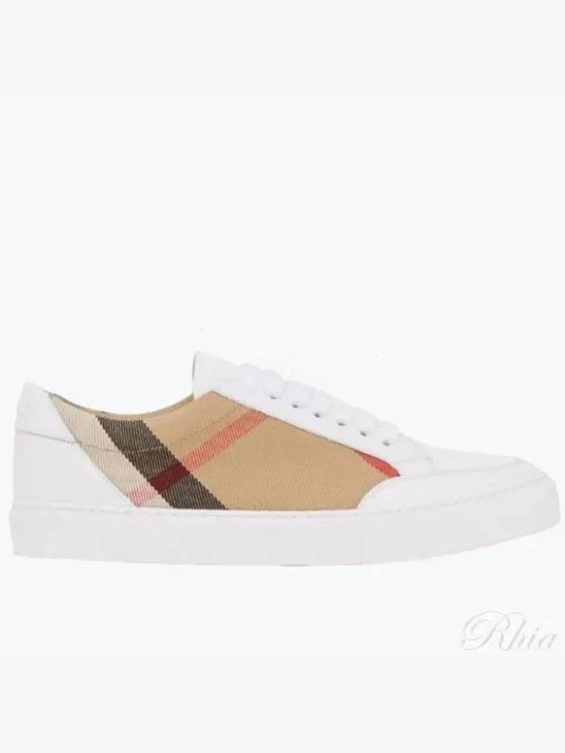 House Check Leather Sneakers Optic White - BURBERRY - BALAAN 2