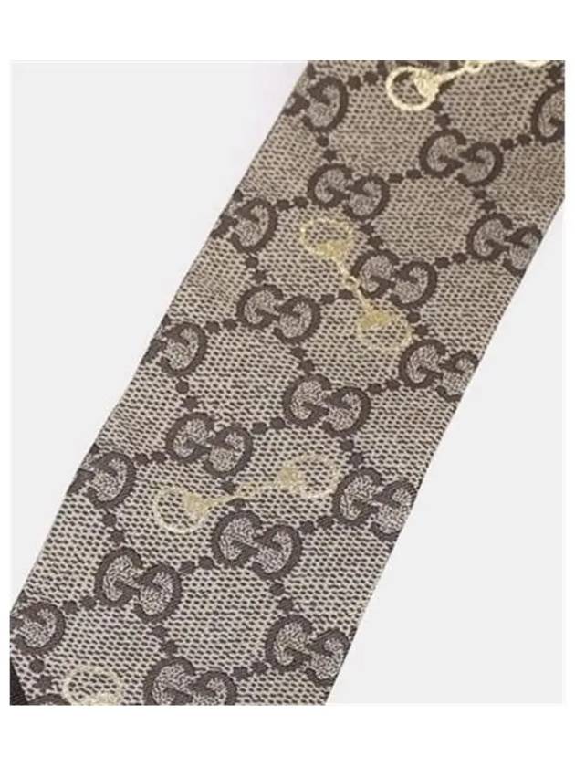 GG Print Horsebit Silk Neck Bow Twilly Scarf Beige Ebony - GUCCI - BALAAN 4