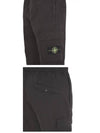 Stretch Cotton Tela Paracadute Cargo Straight Pants Black - STONE ISLAND - BALAAN 6