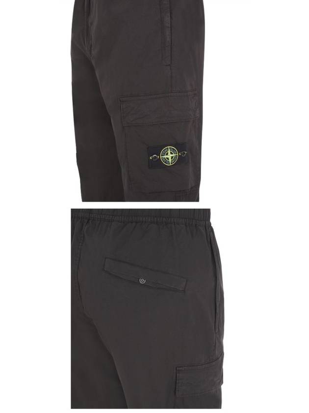 Stretch Cotton Tela Paracadute Cargo Straight Pants Black - STONE ISLAND - BALAAN 6