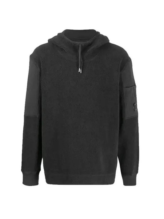 Garment Dyed Lens Patch Pocket Hoodie Black - CP COMPANY - BALAAN 1