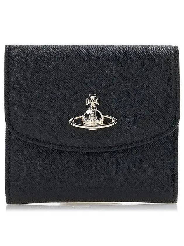 Saffiano Logo Small Half Wallet Black - VIVIENNE WESTWOOD - BALAAN 2