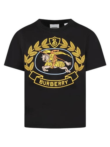 Kids Logo Print Short Sleeve T-Shirt Black - BURBERRY - BALAAN 1