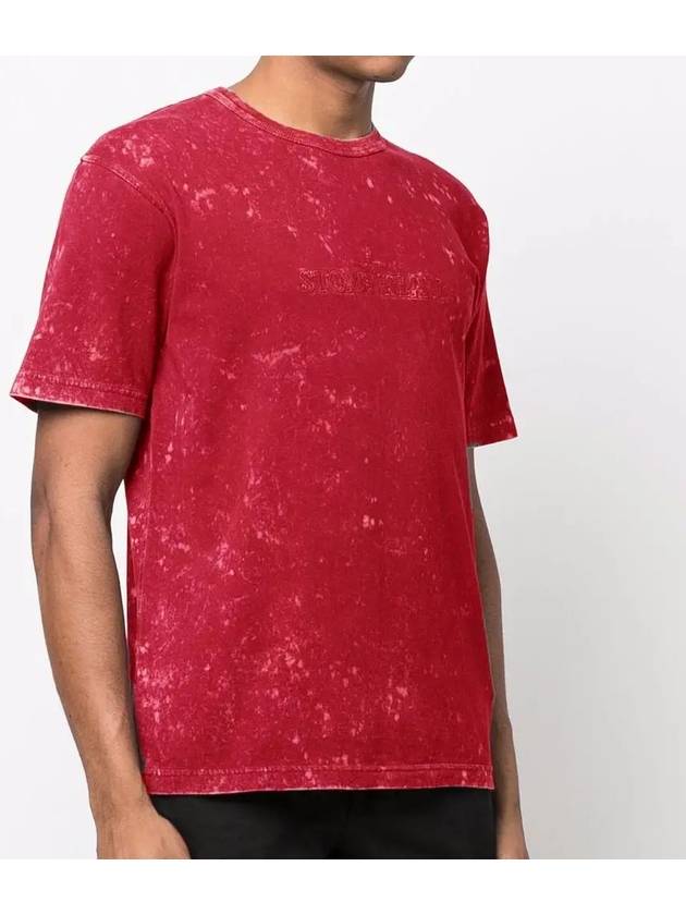 Men's Off Tie Dye Logo Short Sleeve T-Shirt Fuchsia - STONE ISLAND - BALAAN 4