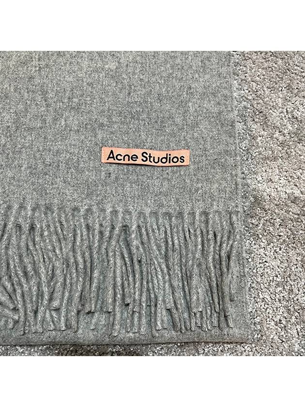 Logo Wool Fringe Scarf Grey - ACNE STUDIOS - BALAAN 4