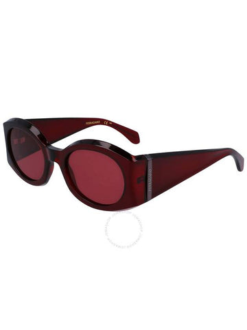 Salvatore Ferragamo Burgundy Oval Ladies Sunglasses SF2008S 612 55 - SALVATORE FERRAGAMO - BALAAN 1