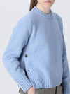 Metal Note Button Wool Knit Top Blue - BOTTEGA VENETA - BALAAN 3