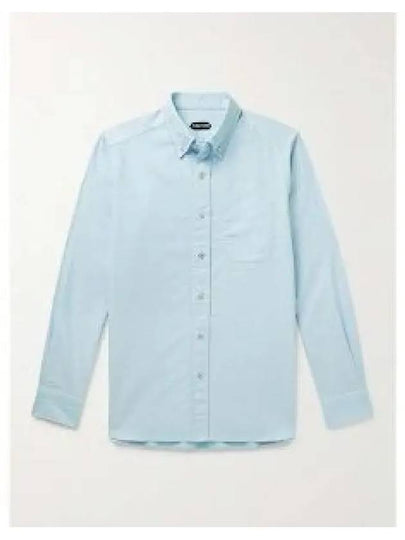 Washed Stretch Oxford Long Sleeve Shirt Blue - TOM FORD - BALAAN 2