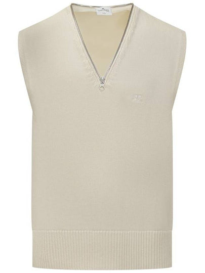 V-Neck Zip-Up Vest Neutral - COURREGES - BALAAN 2