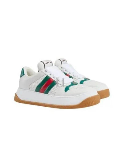 Screener Web Leather Low Top Sneakers White - GUCCI - BALAAN 2