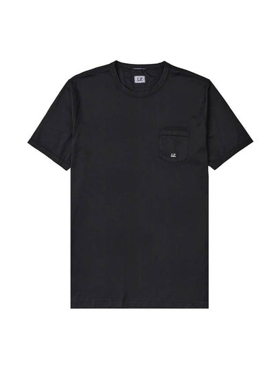 Pocket Logo Cotton  Short Sleeve T-Shirt Black - CP COMPANY - BALAAN 2