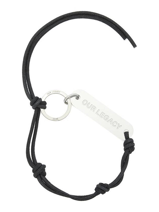 Men's Ladon Key Ring Black knotted leather cord key ring with logo tag Ladon key ring Nero - OUR LEGACY - BALAAN 2