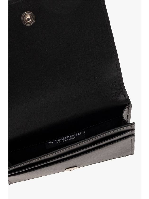 Logo Embossed Bi-Fold Calfskin Card Wallet Black - DOLCE&GABBANA - BALAAN 3