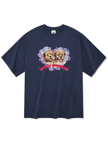 Lovely Puppy Short Sleeve T Shirt Navy - RADINEO - BALAAN 1