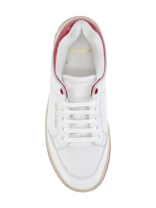 Logo Calf Leather Low Top Sneakers White - SAINT LAURENT - BALAAN 5