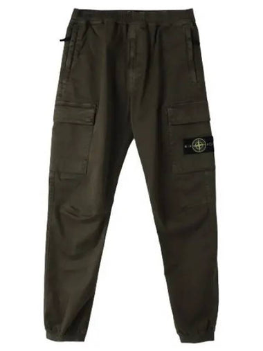 Old Effect Stretch Broken Twill Cotton Cargo Pants Regular Tapered Fit - STONE ISLAND - BALAAN 1