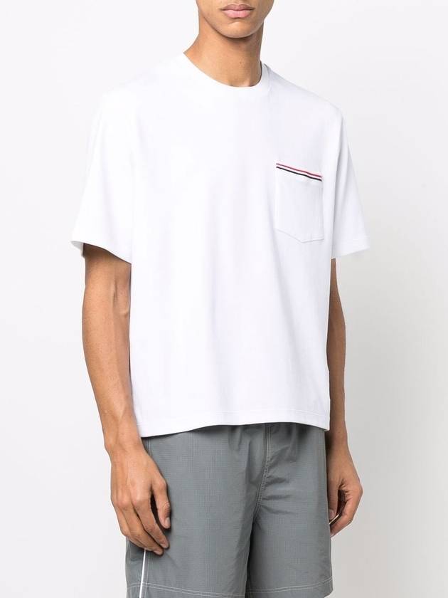 Cotton Oversized Pocket Short Sleeve T-Shirt White - THOM BROWNE - BALAAN 4