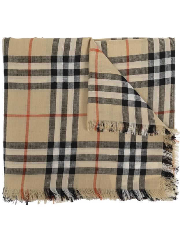 Check Cashmere Silk Scarf Sand - BURBERRY - BALAAN 2