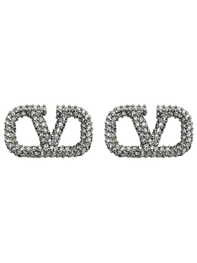 V Logo Signature Embellished Earrings Silver - VALENTINO - BALAAN 2