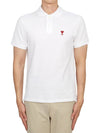 Heart Logo Polo Shirt White - AMI - BALAAN 2