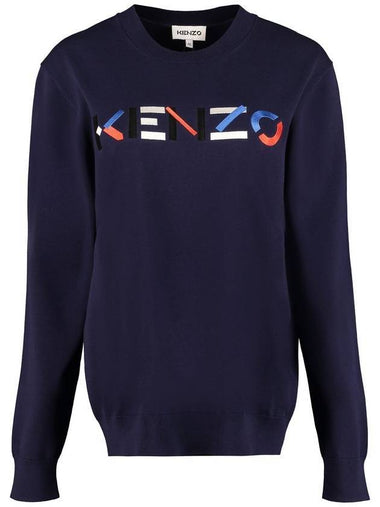 Embossed Logo Knit Top Navy - KENZO - BALAAN 1