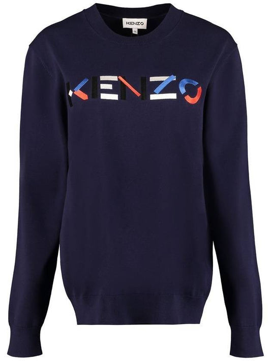 Embossed Logo Knit Top Navy - KENZO - BALAAN 1