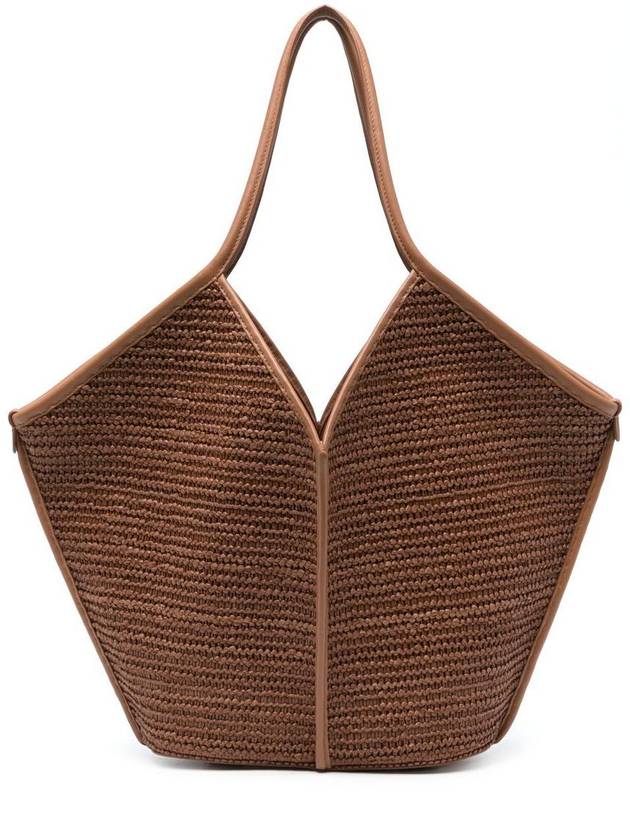 Hereu Calella Leather Trimmed Raffia Tote Bag Bags - HEREU - BALAAN 1