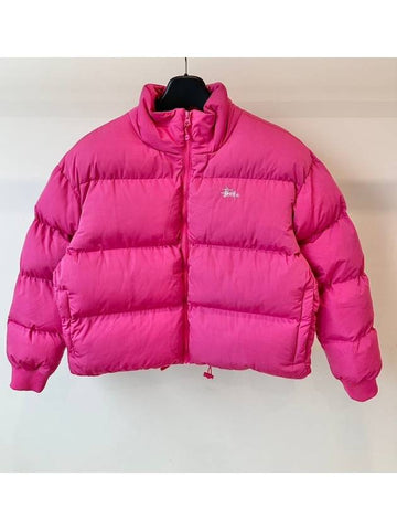 AU Australia Graffiti Crop Puffer Padded Jacket ST1M0304 Bubble Pink WOMENS - STUSSY - BALAAN 1