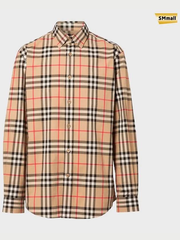 Check Cotton Poplin Shirt Archive Beige - BURBERRY - BALAAN 3