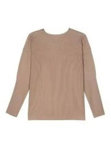 Pleated Long Sleeve T-Shirt Sand - ISSEY MIYAKE - BALAAN 1