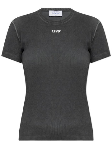 Off-White T-shirt With Logo, Women's, Grey - OFF WHITE - BALAAN 1